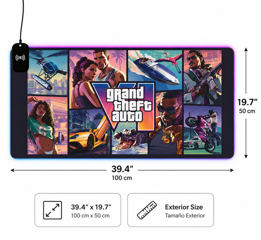 Grand Theft Auto VI LED Gaming Mouse Pad | Wireless Charging