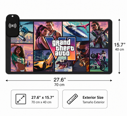Grand Theft Auto VI LED Gaming Mouse Pad | Wireless Charging
