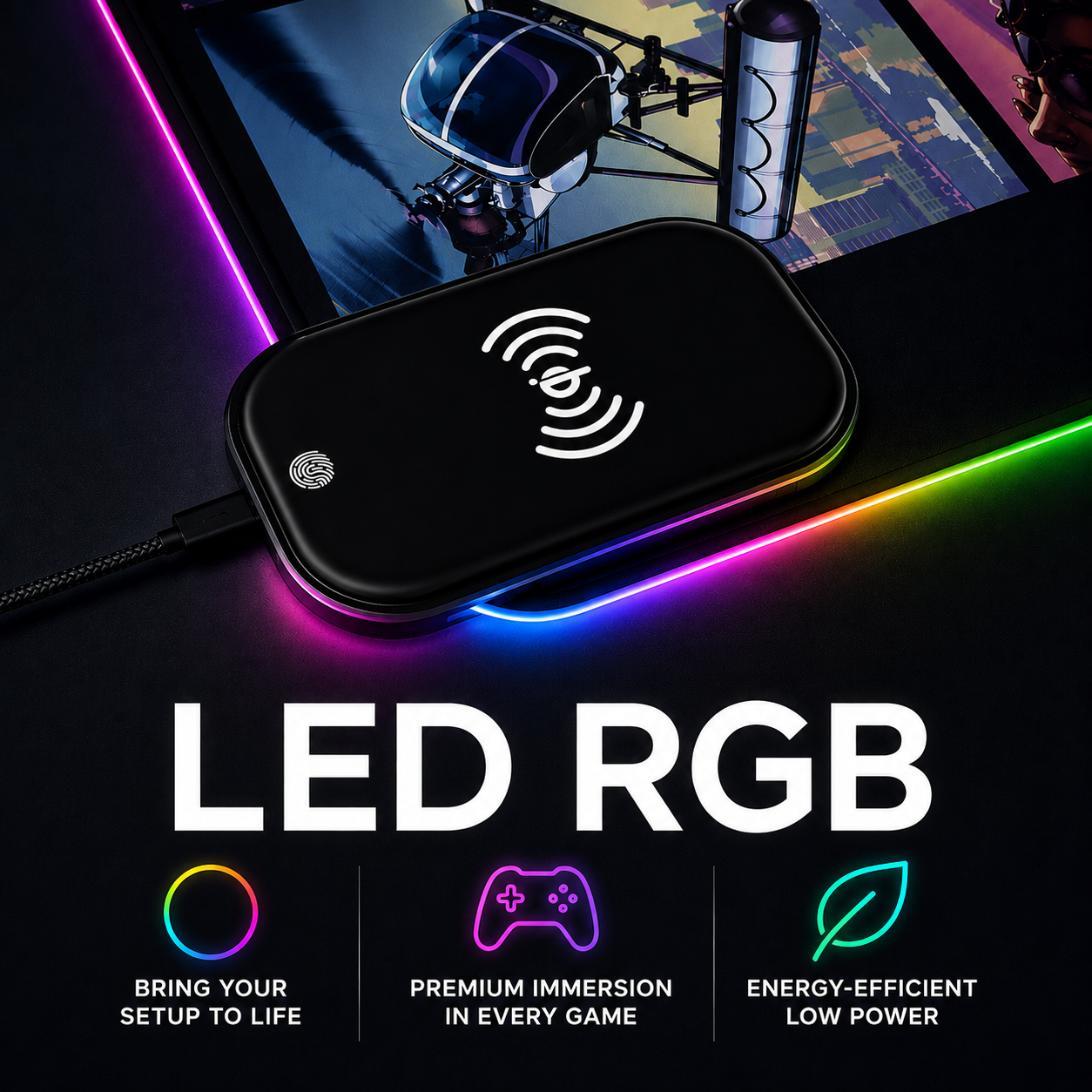 Grand Theft Auto VI LED Gaming Mouse Pad | Wireless Charging